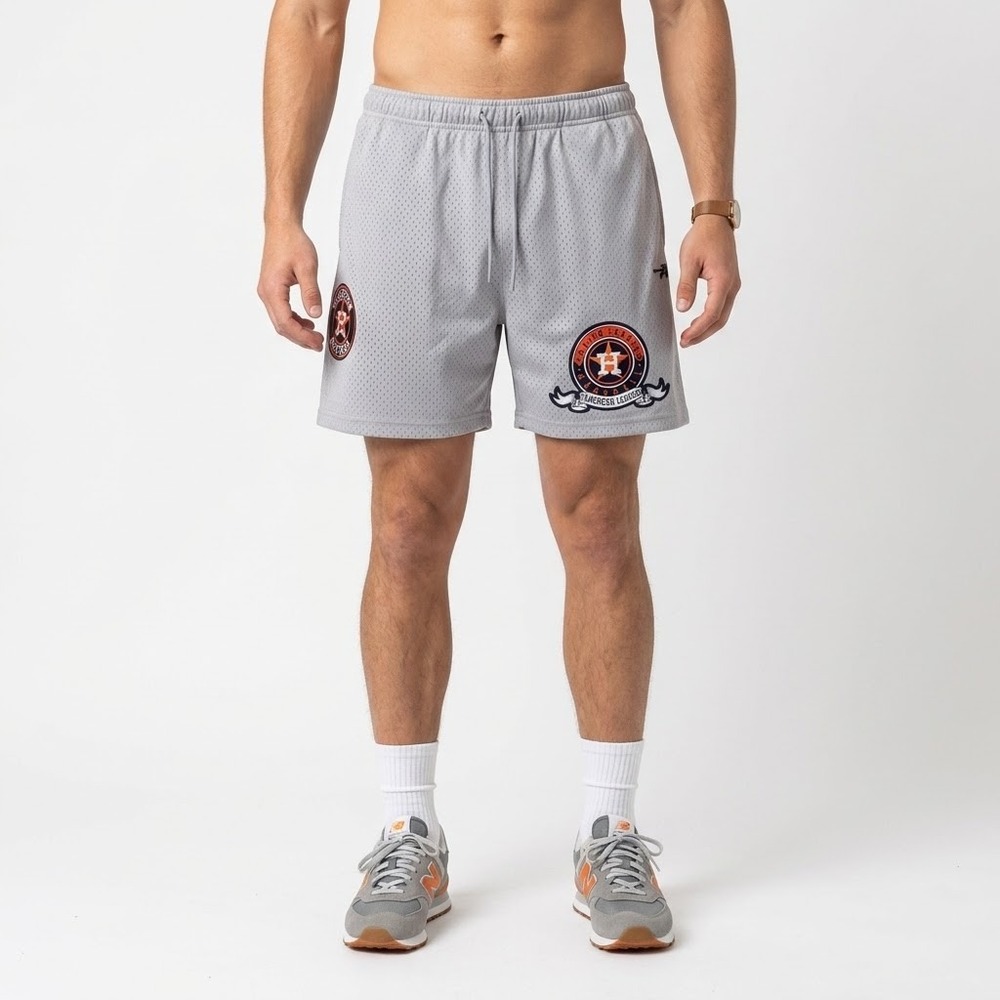 Houston Astros Pro Standard Shorts Mens L Grey Mesh Patches LHA3315313-GRY *NEW*